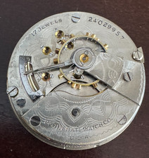 VINTAGE 18 SIZE ELGIN POCKET WATCH MOVEMENT GR. 336 KEEPING TIME 17 JEWEL 