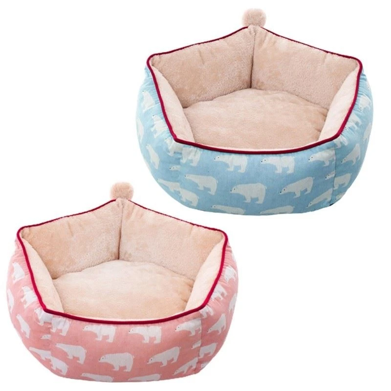 for Creative Pentagonal Plush Pet Nest Warm Lovely Dog House for Cat Litter Pet