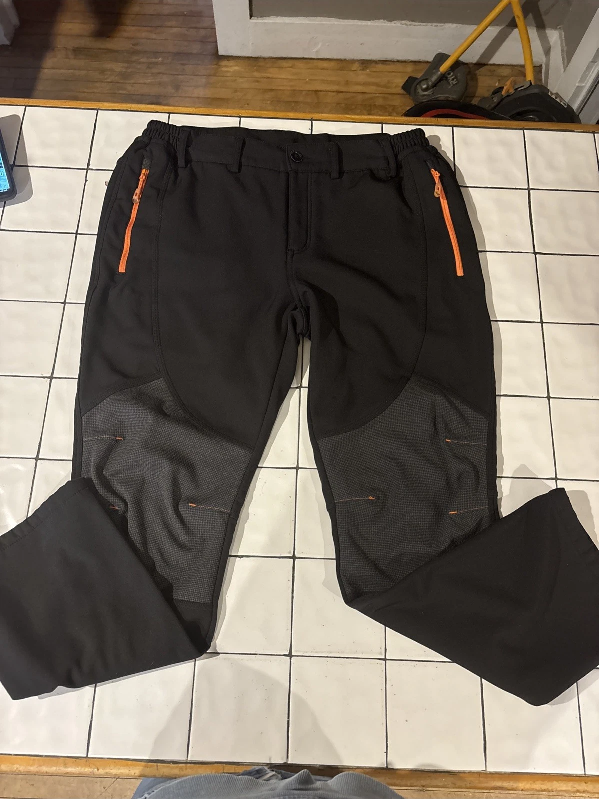 Gash Hao Pants Mens 36x30 Black Softshell Water Resistant Fleece Lined
