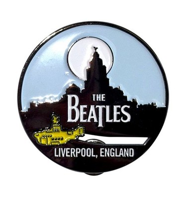 THE BEATLES Metal Pin Badge: LIVERPOOL SKYLINE & YELLOW SUBMARINE: Official £pbb
