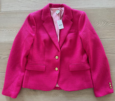 NWT J CREW TWEED SCHOOLBOY BLAZER SWEET FUCHSIA BRIGHT PINK GOLD BUTTONS LINED 8