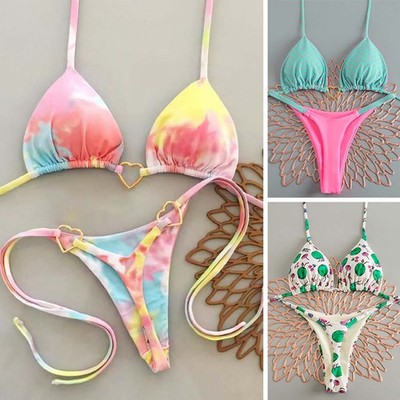 Womens Sexy Triangle Push Up Bikini Swimwear String Swimsuit Thong Bathing Suits
