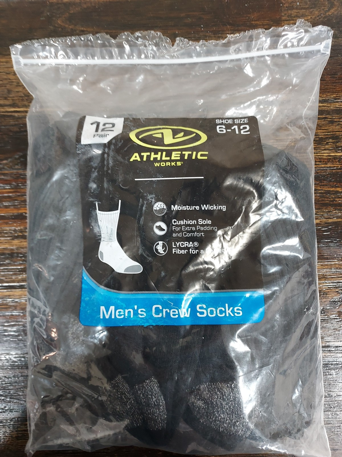 SAOLA CALZINI UOMO ATHLETIC WORKS SUOLA AMMORTIZZATA TRASPIRANTE TAGLIA 6 12 NERO 12