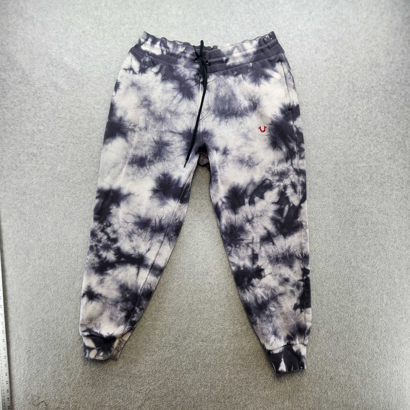 True Religion Sweatpants Mens Small Gray Tie Dye Joggers Fleece Logo Pants