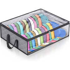Foldable Wide Baseball Organizer Storage Bag with Handles Holds 40 Hats for