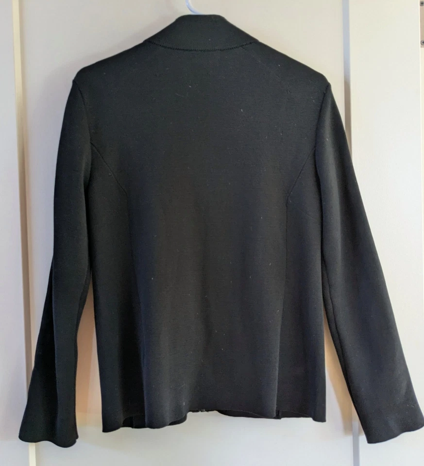 Chaqueta Cárdigan Sigrid Olsen Talla Pequeña Seda Algodón Tejido Mezcla Cuero Borde Moto Cremallera Foto 2 de 4