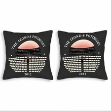 Set of 2 Decorative Throw Pillow Covers 18x18in - Black Background with Sunset 