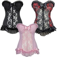 Women Lace Bustier Corset Top Lingerie Under bust Body Shaper Boned Corset Dress