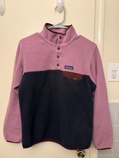 Patagonia Synchilla Snap-T Fleece Pullover Womens Small Pink Snap Front Warm