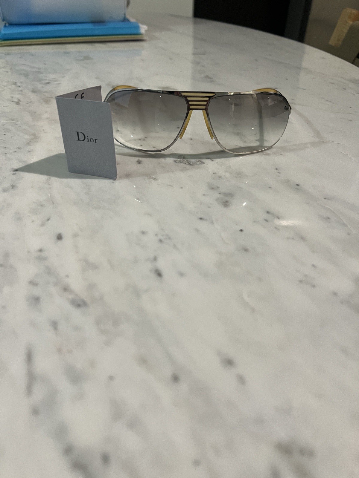 Dior Pilot Sunglasses Silver Metal Frame Gray Lens Vintage Style thumbnail 6