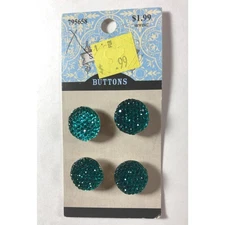 4 Green Sparkle 5/8" Shank Buttons vn