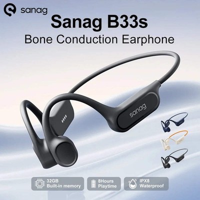 Sanag B33S Bone Conduction Bluetooth Kopfhörer 32GB Speicher IPX8 Schwimmkopfhörer