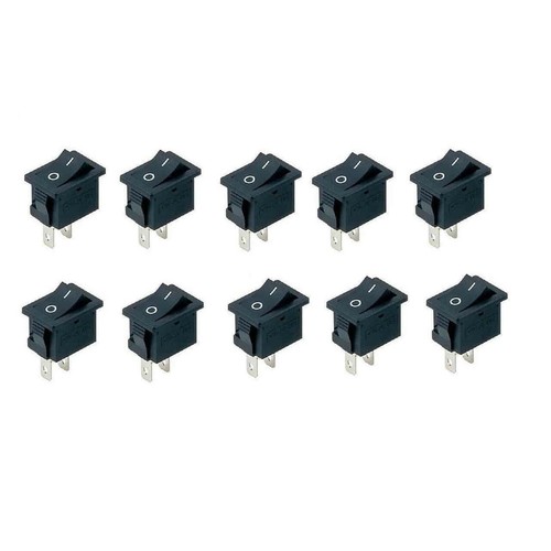 Mini interrupteur ?? bascule noir 2 broches ON/OFF SPST avec 10 pi??ces pour ??q