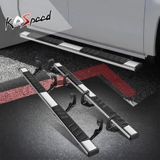 5" Flat SS Running Board Side Step Nerf Bar for 07-19 Silverado/Sierra Crew Cab