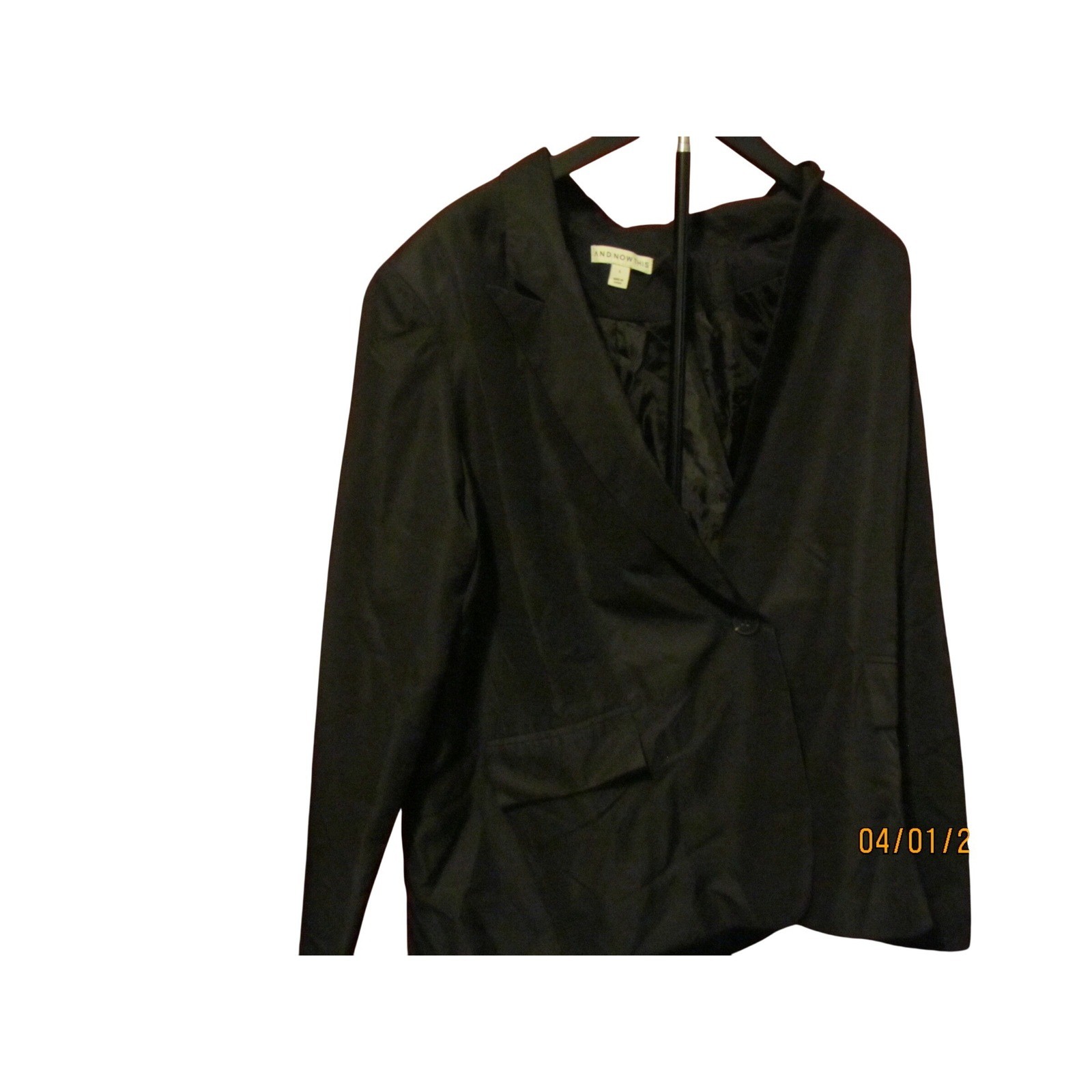 And Now This Womens Black Single Button Blazer Jacket Size L