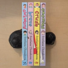 Set of 4 Svetlana Chmakova Graphic Novels: Awkward, Brave, Crush, Enemies - EUC