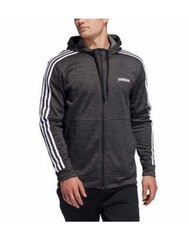 Adidas Hoodie Mens Size L Grey White Stripes Zip Up Jacket Polyester Climawarm