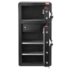 5.5cu.ft Double Door Safe Box with Key Lock & Password Code, Black Finish