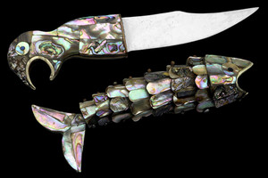 ANTIQUE LATIN AMERICAN ARGENTINA MEXICAN SILVER FISH BOTTLE OPENER LETTER KNIFE.