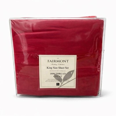 Fairmont King Sheet Set Red 1800 Thread Count 4 Pc Deep Pocket NEW