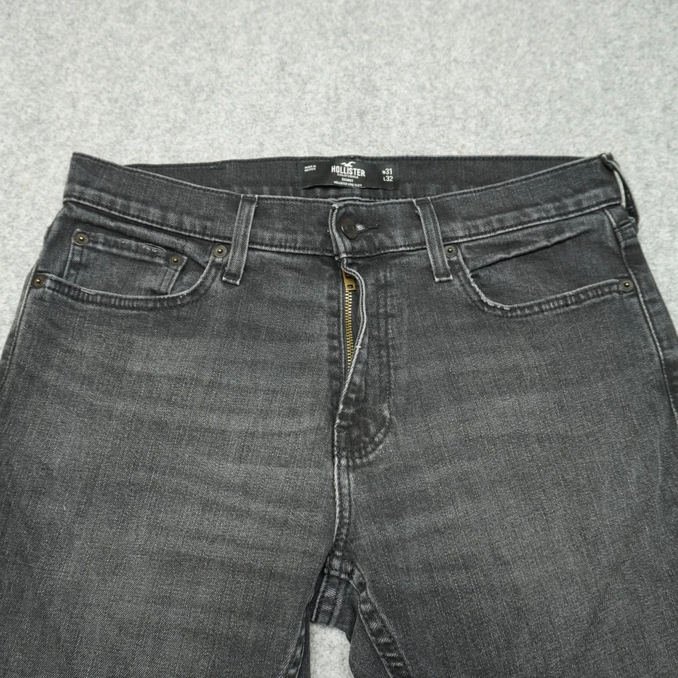 Pantalones de mezclilla elásticos Hollister negros para hombre W31 L32 Foto 2 de 4