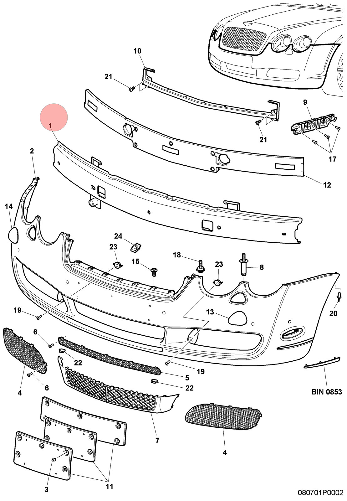 06-13 BENTLEY CONTINENTAL FLYING SPUR FRONT BUMPER REINFORCEMENT BEAM BLACK OEM