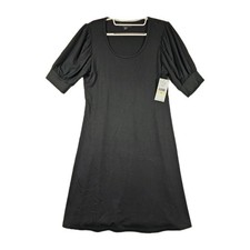 Karen Kane Erin A-Line Dress Black Puff Sleeve Scoop Neck Sz M NWT $108