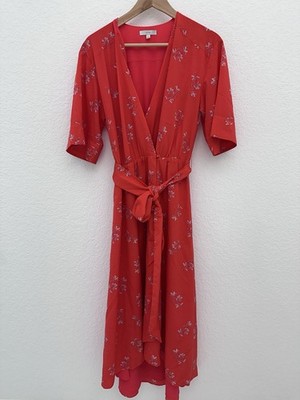 NWT Joie Daymon B Short Sleeve Belted Wrap Dress Floral Poppy Size S