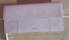 NWT Women's Fossil Jori RFID Flap Clutch Wallet Pink/Coral SWL3009590