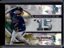 2023 Bowman Taj Bradley Scouts Top 100 Chrome Atomic Refractor RC #/150 Rays