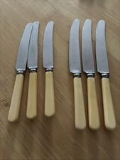 Faux Bone Handle Fish Knives and Forks. Stainless Steel. 6 Knives By Frank Mills