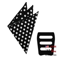 Polka Dots Pocket Squares for Men, Cotton Handkerchiefs for Men with Black