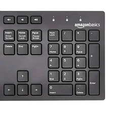 Amazon Basics Wired Keyboard, Full-Sized, QWERTY Layout, Black