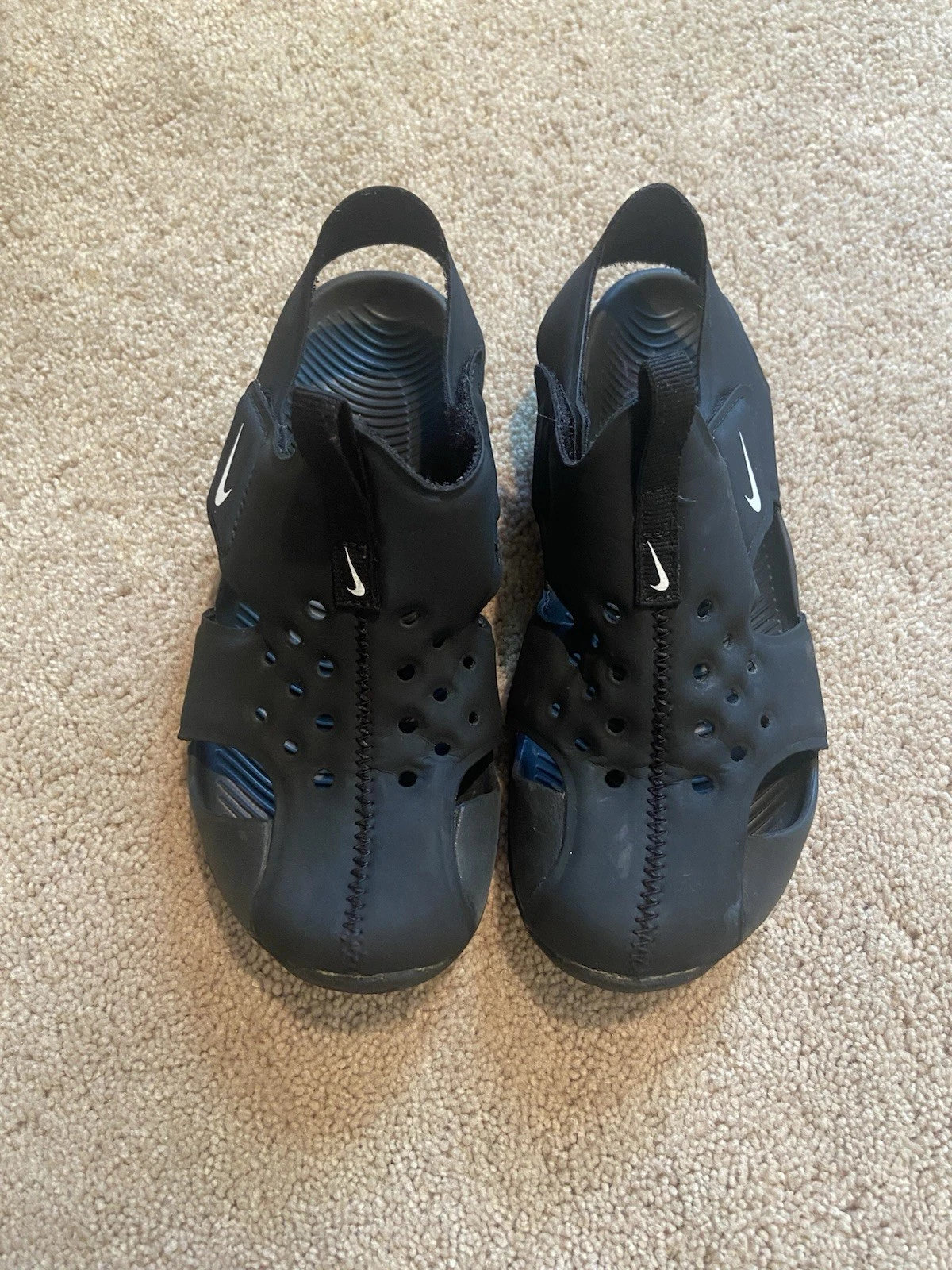 Nike Sunray Protect Sandali a Punta Chiusa Ragazzo Taglia 13c Doppia Chiusura Velxco Nero