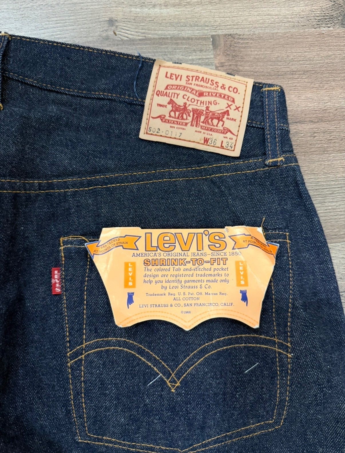 Levis 502-0117 1960s vintage bigE DEADSTOCK W36 L34 jeans image 3