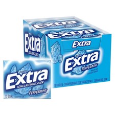 Extra Gum Peppermint Chewing Gum, 15 Pieces Pack of 10
