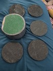 Vintage Nvr Used Green Marble Coasters Set Cork Back Set of 5 Holder MCM Decor — photo 8