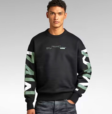 G-Star RAW 7411 Sleeve Graphic Sweatshirt Mens M Black Loose Fit Cotton NWOT