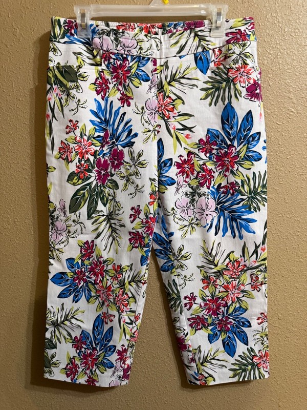 TIME AND TRU MILLENNIUM CAPRI PANTS MEDIUM (8-10) MULTI PRINT STRETCH  PULL ON