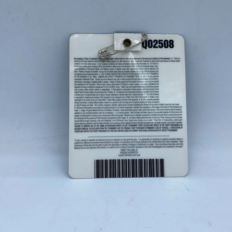 Значок 2017 Masters - клюшка для гольфа Augusta National - чемпион Серхио Гарсия! - Изображение 2 из 2
