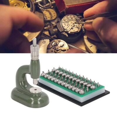 Watchmaker's Jewelling Tool with Micrometric Screw and Pump Pusher Anvil-