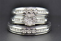 Diamond Trio Set 10k White Gold Round Engagement Ring Wedding Band 0.25 Ct on sale Diamond Trio Set 10k White Gold Round Engagement Ring Wedding Band 0.25 Ct on sale