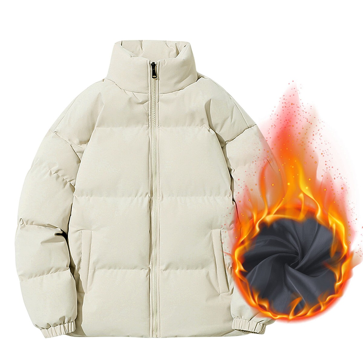 Men's Puffer Jacket Coat Thick Cotton Winter Soft Casual Outdoor
