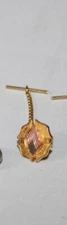 Tie Tack with Chain & Bar Gold Color with American Flag Patriotic USA