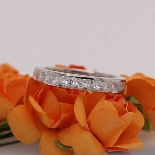 Anniversary Ring 1.50Ct Diamond 14k White Gold Wedding Band Simulated Size 6.5 - Image 3 of 4