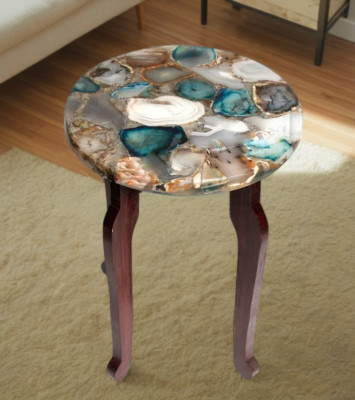 Elegant Mix Agate Console Table   Handcrafted Geode-Inspired Design