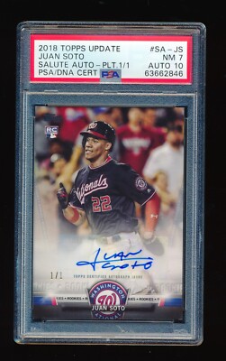 1/1 PSA 7 JUAN SOTO 2018 TOPPS UPDATE SALUTE PLATINUM