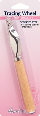 Wellenschliff Stützrad Saum Premium Qualität Stoff Holzgriff Easy Grip