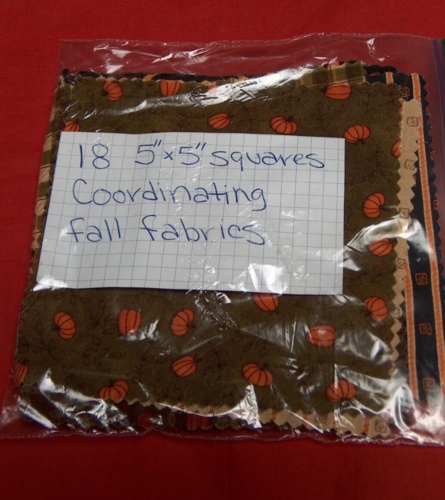 New 18 5X5 Squares in Coordinating Fall Fabrics Designs See Pictures, Unused - Picture 1 of 5