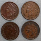 1904 Indian Head Cents 4 Circulated Coin Lot 1c One-Cent